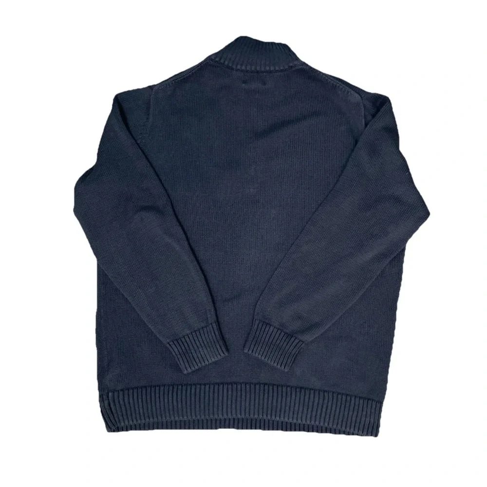 LL Bean Knit 1/4 Zip Sweater Mock Neck 287736 Men’s Size Large Navy Blue Cotton
